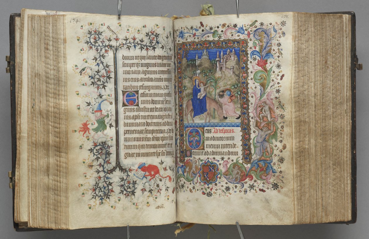 Nemes Károly navarrai király órái 1361-1425: fol. 87v, szöveg, c. 1405. alkotó: Master of the Brussels Initials and Associates