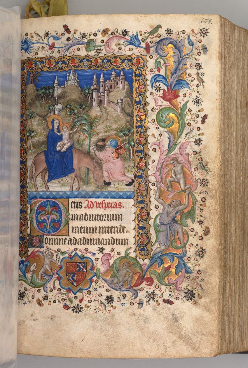 Nemes Károly navarrai király órái 1361-1425: fol. 88r, Repülés Egyiptomba Vespers, c. 1 alkotó: Master of the Brussels Initials and Associates