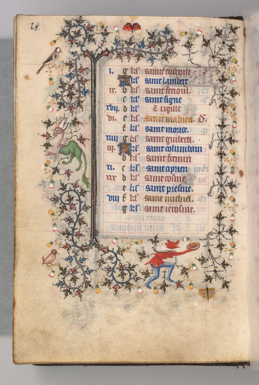 Nemes Károly navarrai király órái 1361-1425: fol. 9v, szeptember, c. 1405. alkotó: Master of the Brussels Initials and Associates