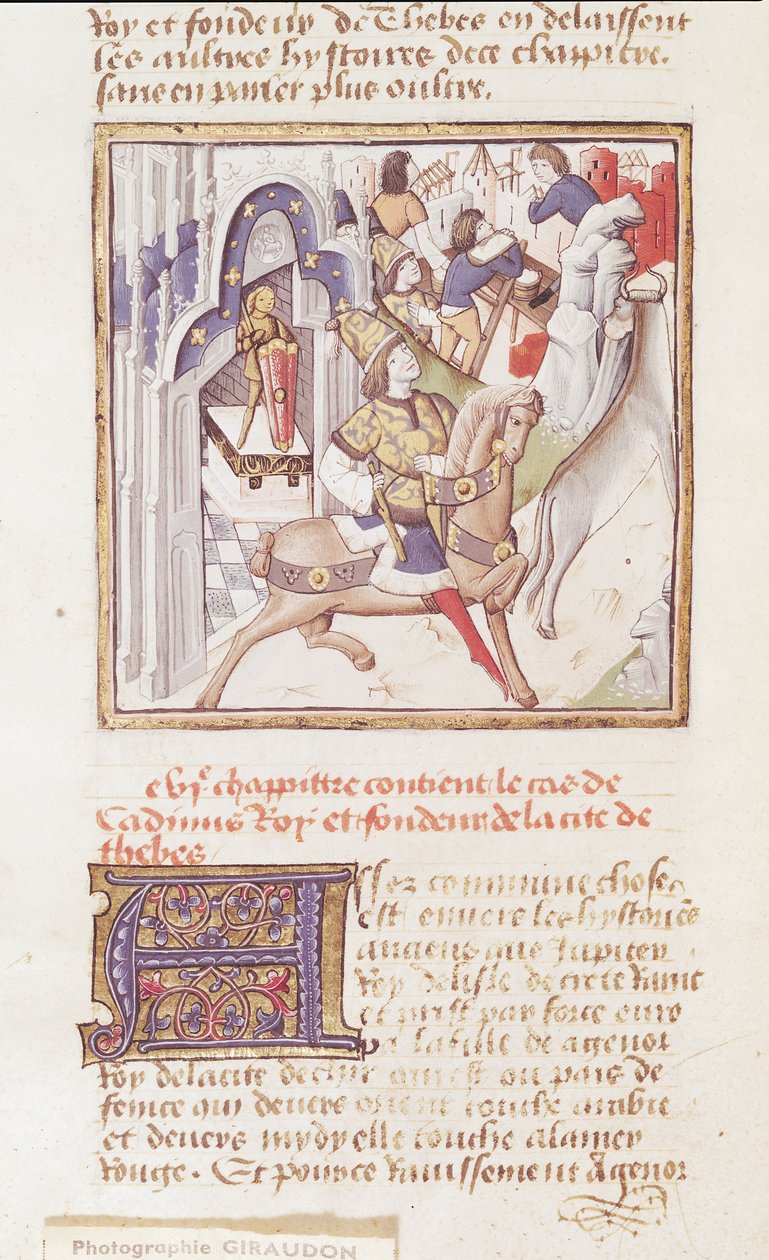 Ms 622 fol.9v Cadmus, Théba alapítója, a "Des Hommes Illustres"-ből, 1460 körül. alkotó: Master of the Champion des Dames
