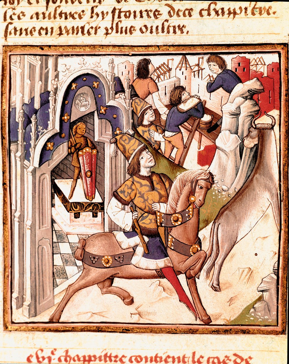 Kadmosz, az ókori görögországi Théba városának alapítója A hölgyek bajnokának mesterének miniatűrje (15. század) Giovanni Boccaccio (Jean Boccaccio) (1313-1375) „” Des hommes illustres”” kéziratából. 15. század. Carpe alkotó: Master of the Champion des Dames
