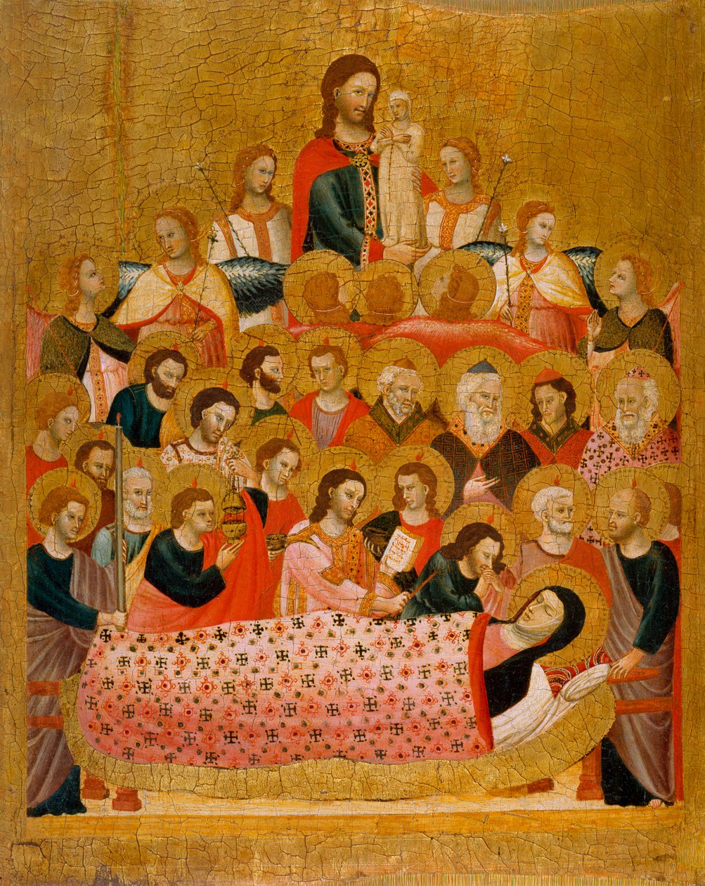 ""La dormition de la vierge"" A Szűz elhunyta - Peinture du Maitre de la Madone Cini (aktív: kb. 1330) - kb 1330 - Tempera a panelen - 50,3x41,2 - Museu Nacional d