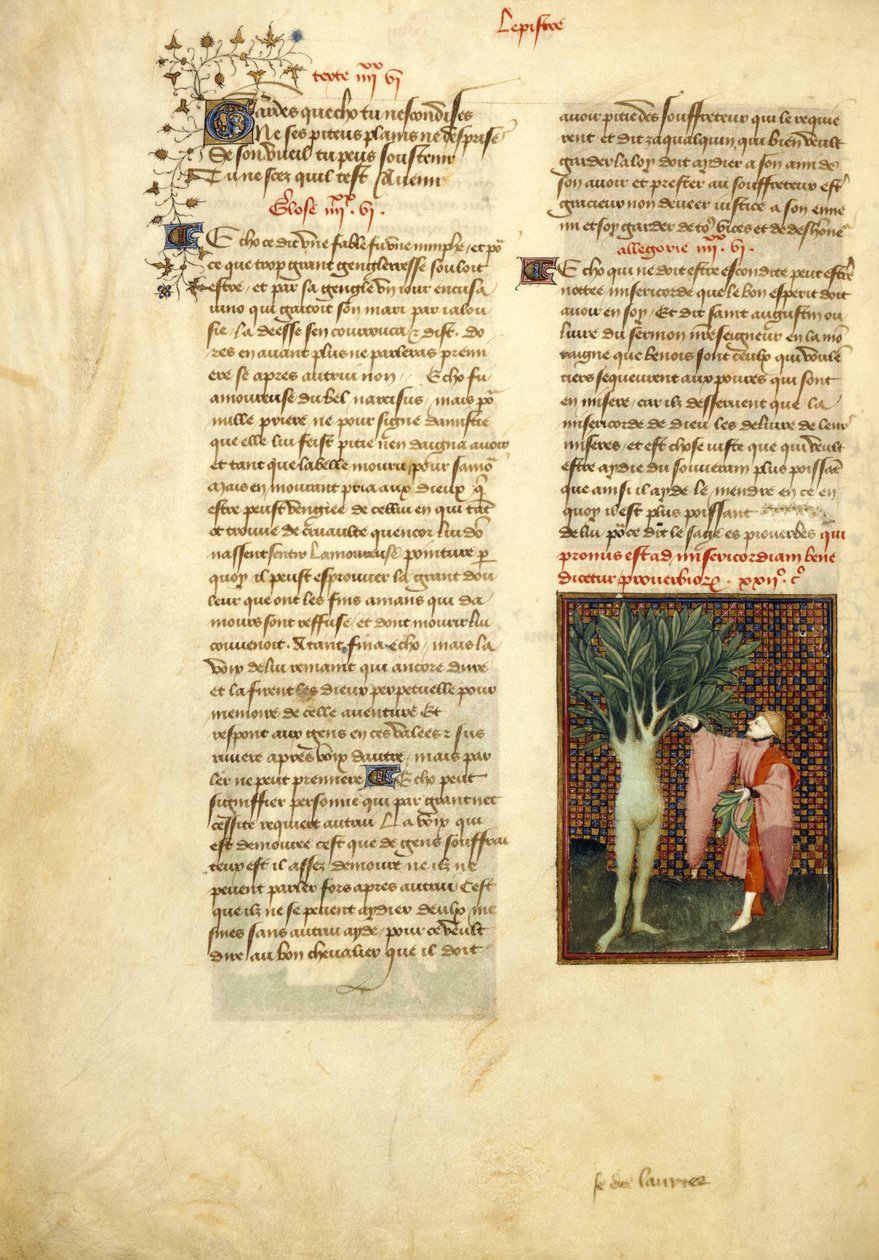 Harley 4431 , f.134v Apollo and Daphne, a "Christine de Pisan összegyűjtött műveiből" alkotó: Master of the Cité des Dames