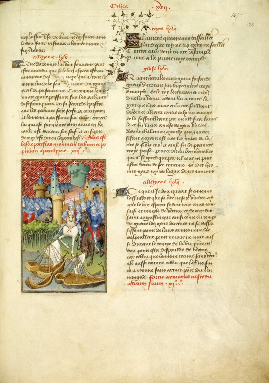 Harley 4431, fol.125, Telamon serege belép Trójába, a „Christine de Pisan összegyűjtött műveiből” alkotó: Master of the Cité des Dames
