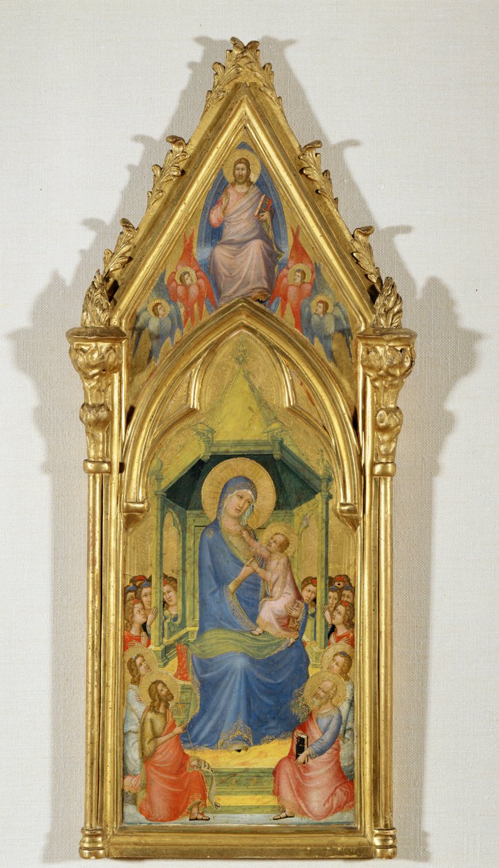 Madonna trónol két angyal, Keresztelő Szent János és Szent Péter között (festmény fára) alkotó: Master of the Codex of Saint George