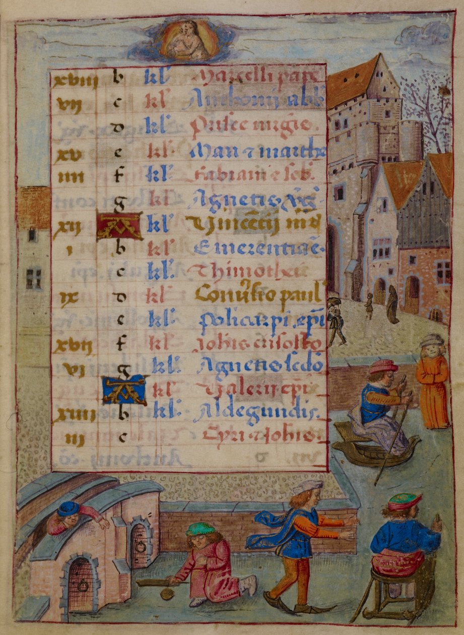 Hozzáadás. 18852, f.2 Januári naptároldal, illusztráció a 