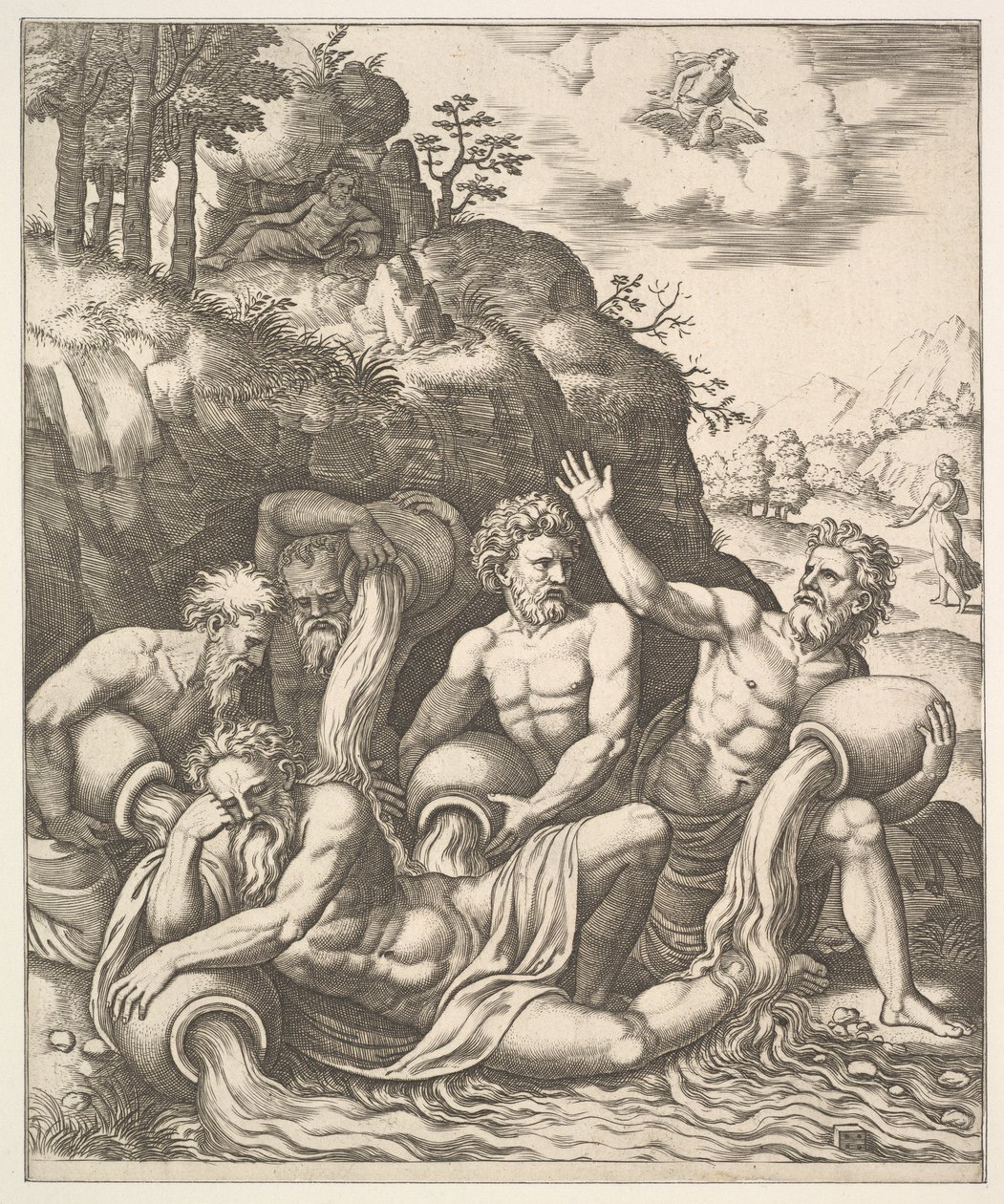Folyóistenek vigasztalják Péneust lánya, Daphne elvesztése miatt az Apo történetéből..., 1530-60. alkotó: Master of the Die