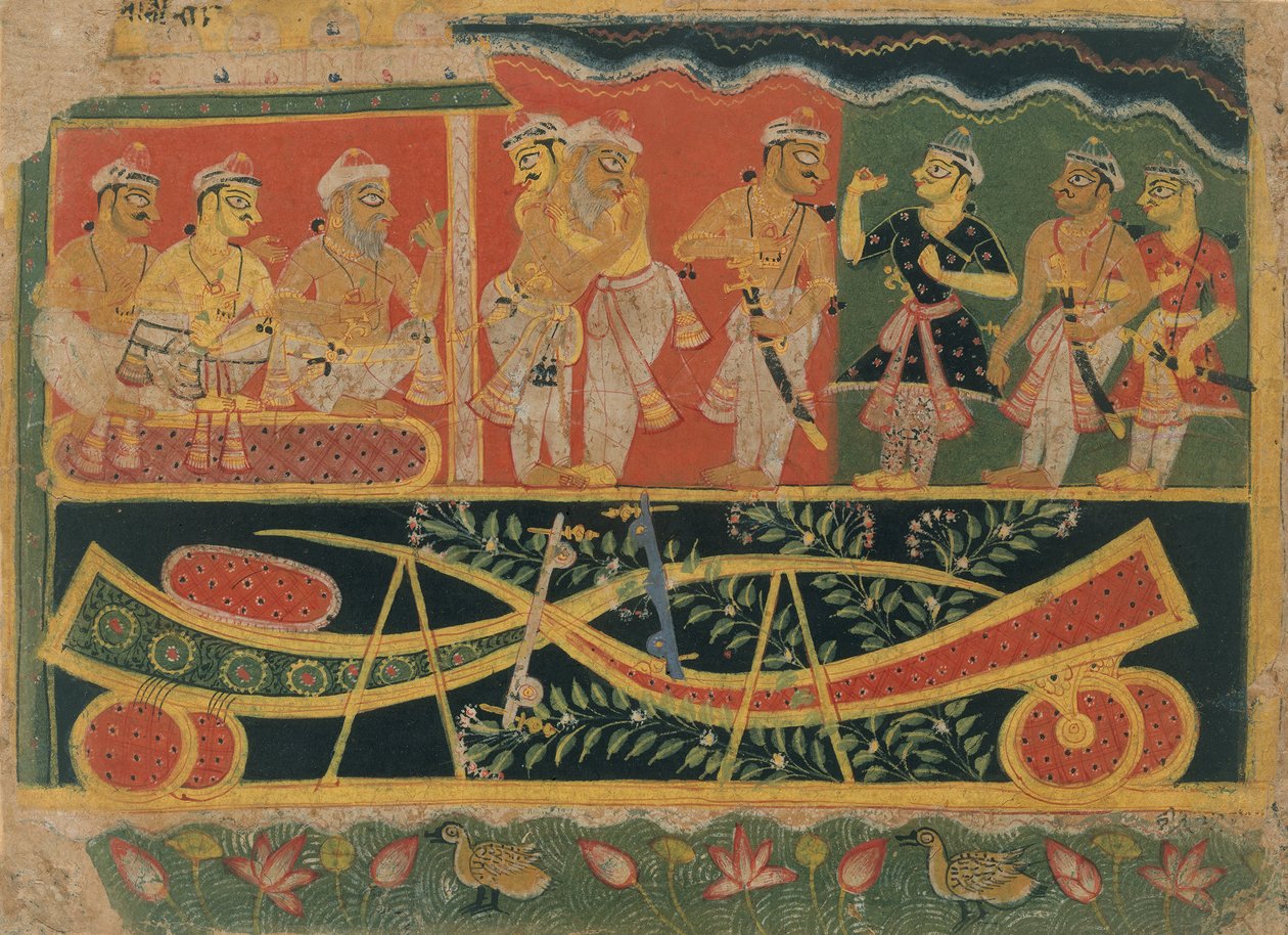 Nanda és Vasudeva: Oldal egy szétszórt Bhagavata Puránából..., kb. 1520-30. alkotó: Master of the Dispersed Bhagavata Purana.