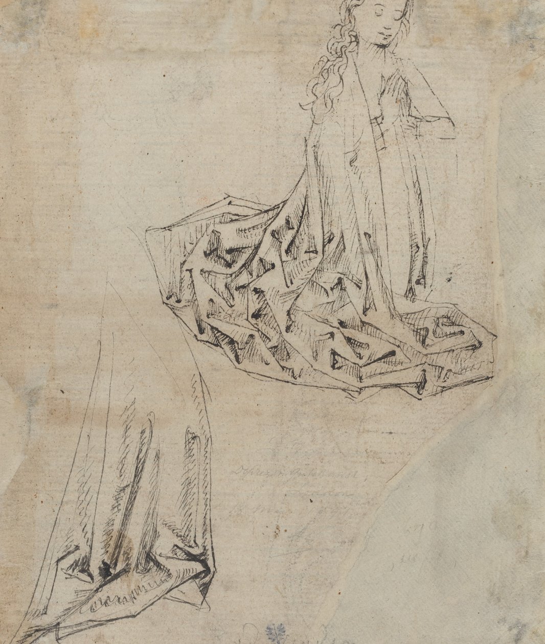 Imában térdelő női alak [verso] alkotó: Master of the Drapery Studies
