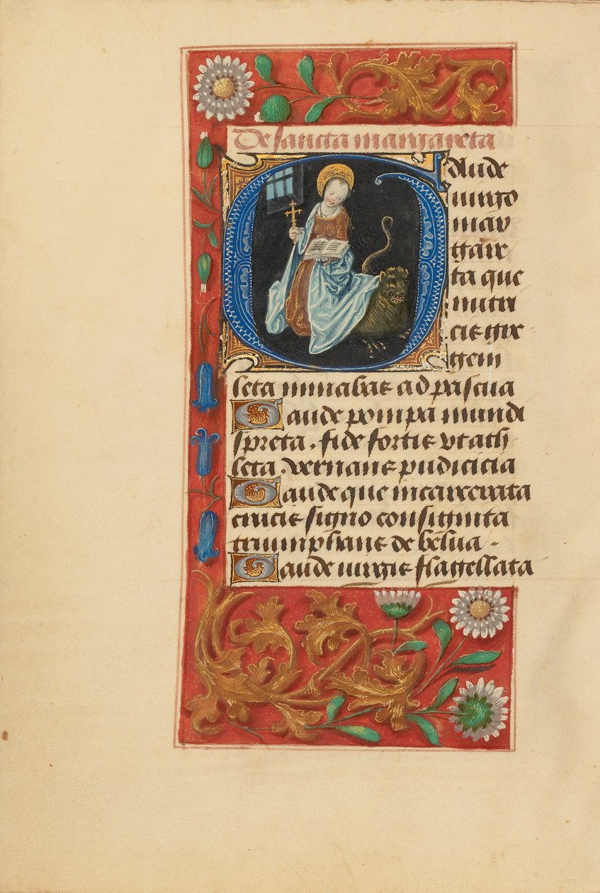 G kezdőbetű: Szent Margit alkotó: Master of the Dresden Prayer Book