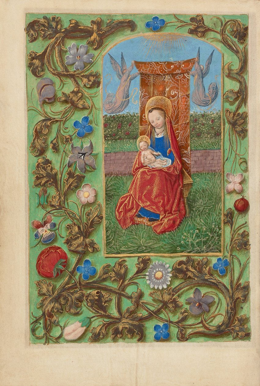 A Szűzanya és a gyermek trónolva alkotó: Master of the Dresden Prayer Book