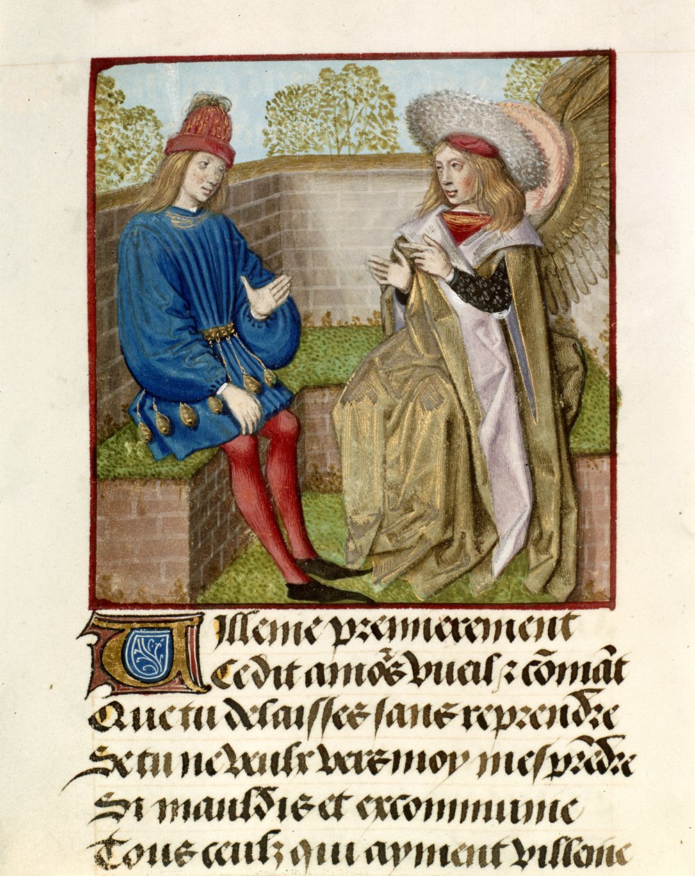 A szerelem utasítja a szeretőt a „Le Roman de la Rose”-ból alkotó: Master of the Dresden Prayer Books