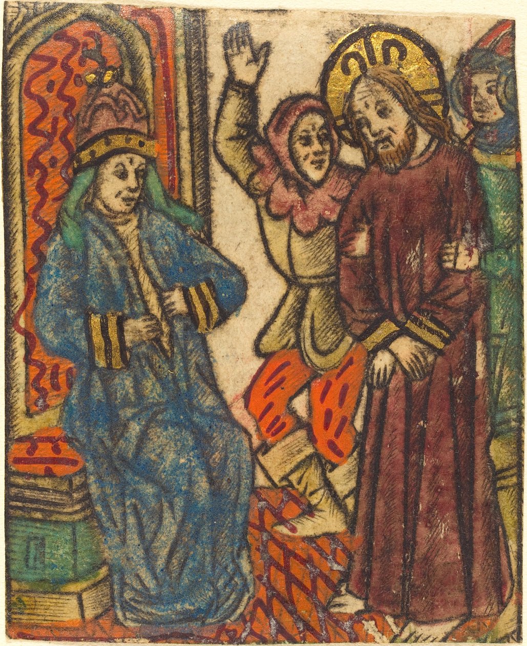Krisztus Kajafás előtt alkotó: Master of the Dutuit Mount of Olives after Master of St. Erasmus