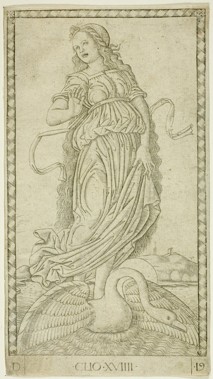 Clio, tizenkilences tányér az Apollo and the Muses-tól alkotó: Master of the E Series Tarocchi