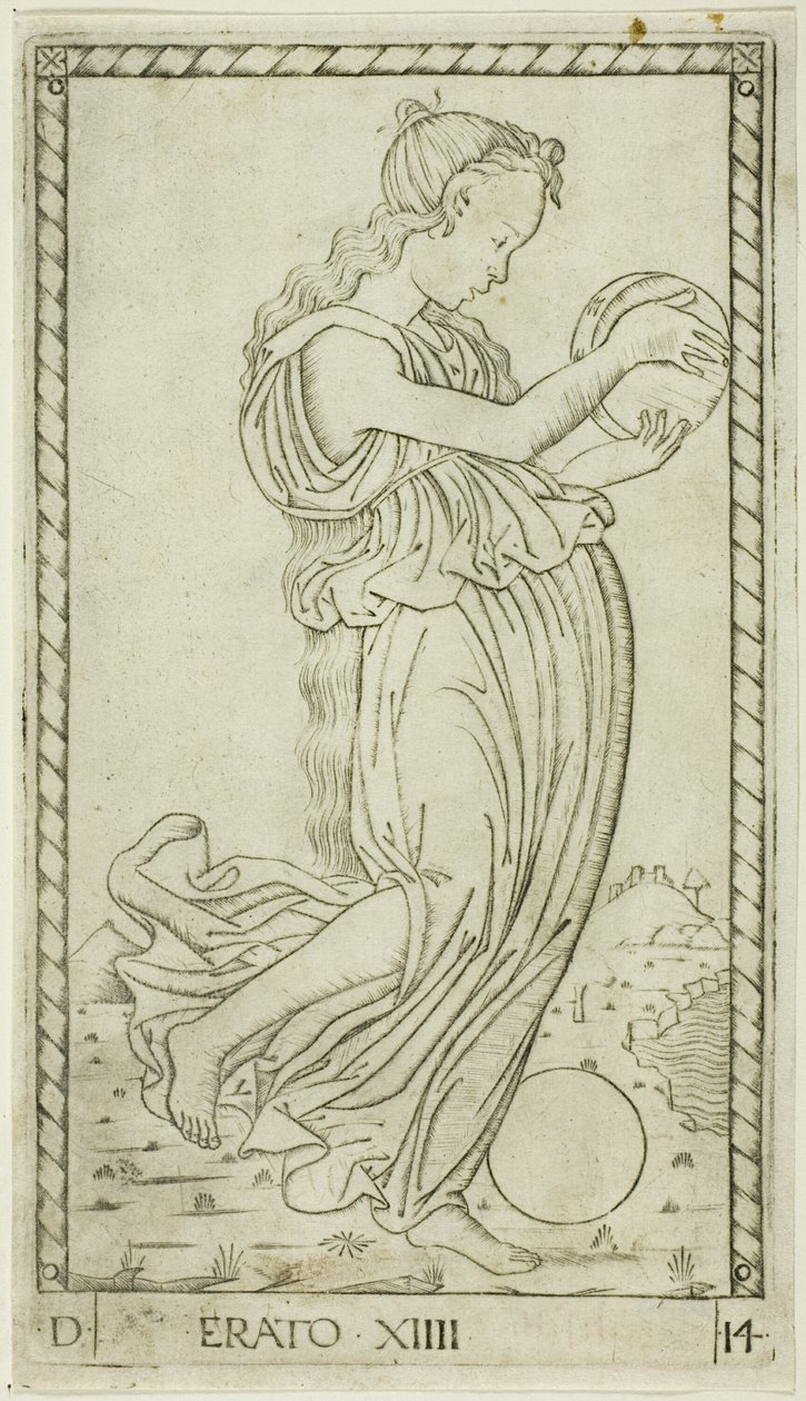 Erato, tizennégy tábla az Apollo and the Muses-tól alkotó: Master of the E Series Tarocchi