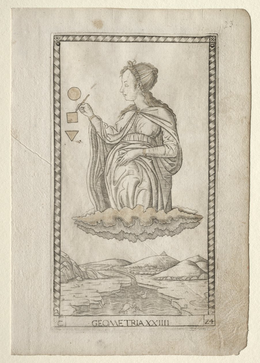 Geometria a Tarocchiból, C sorozat: Liberal Arts, #24, 1467 előtt. alkotó: Master of the E Series Tarocchi