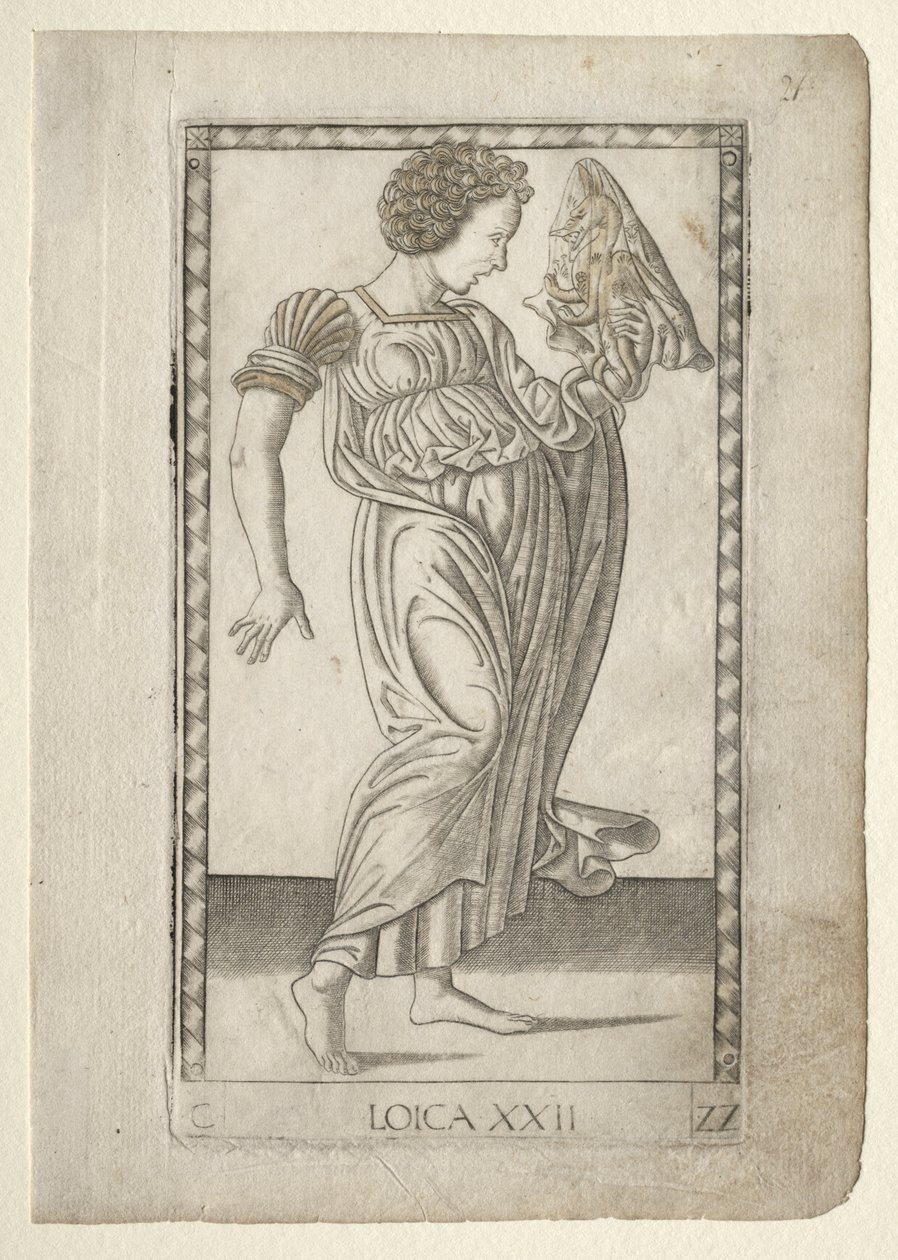 Logika a Tarocchiból, C sorozat: Liberal Arts, #22, 1467 előtt. alkotó: Master of the E Series Tarocchi