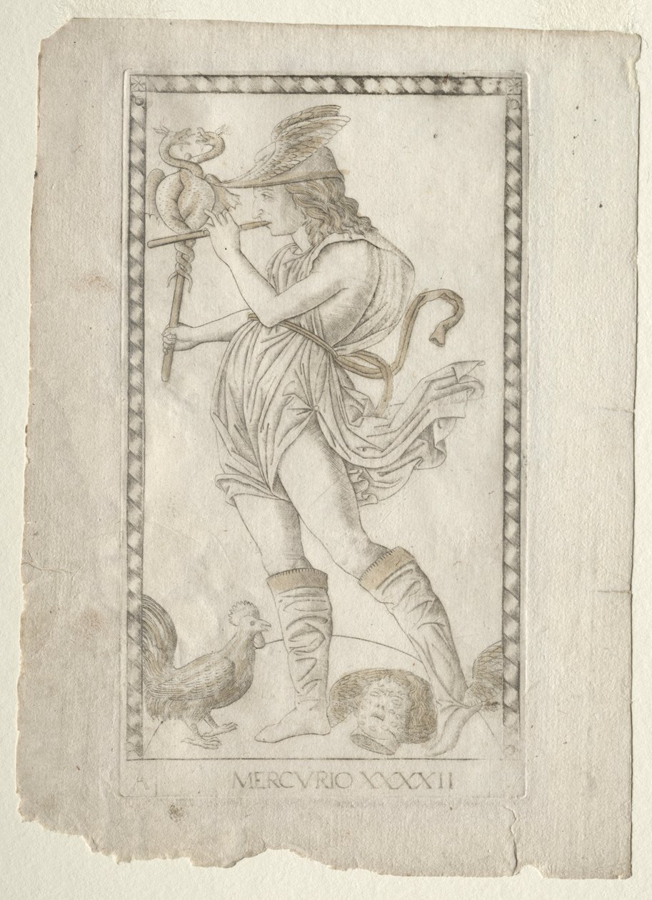 Mercury from the Tarocchi, A sorozat: Firmaments of the Universe, #42, 1467 előtt. alkotó: Master of the E Series Tarocchi