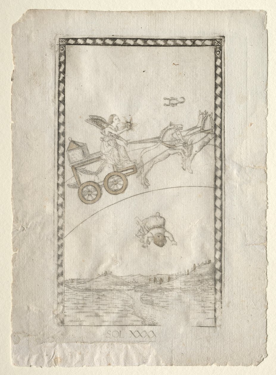 Nap a Tarocchiból, A sorozat: Firmaments of the Universe, 44. szám, 1467 előtt. alkotó: Master of the E Series Tarocchi