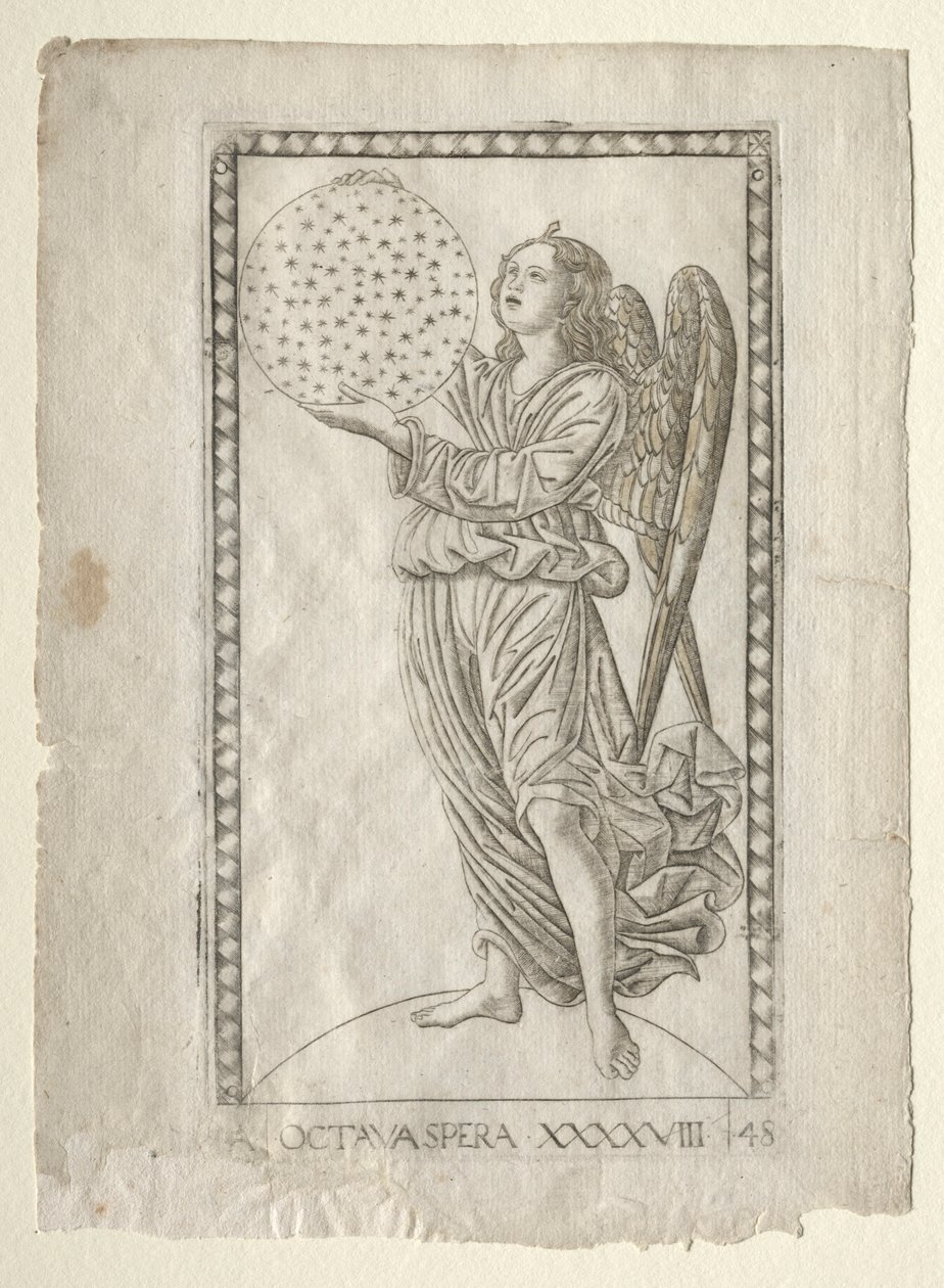 A nyolcadik gömb angyala a Tarocchiból, A... sorozat, 1467 előtt. alkotó: Master of the E Series Tarocchi