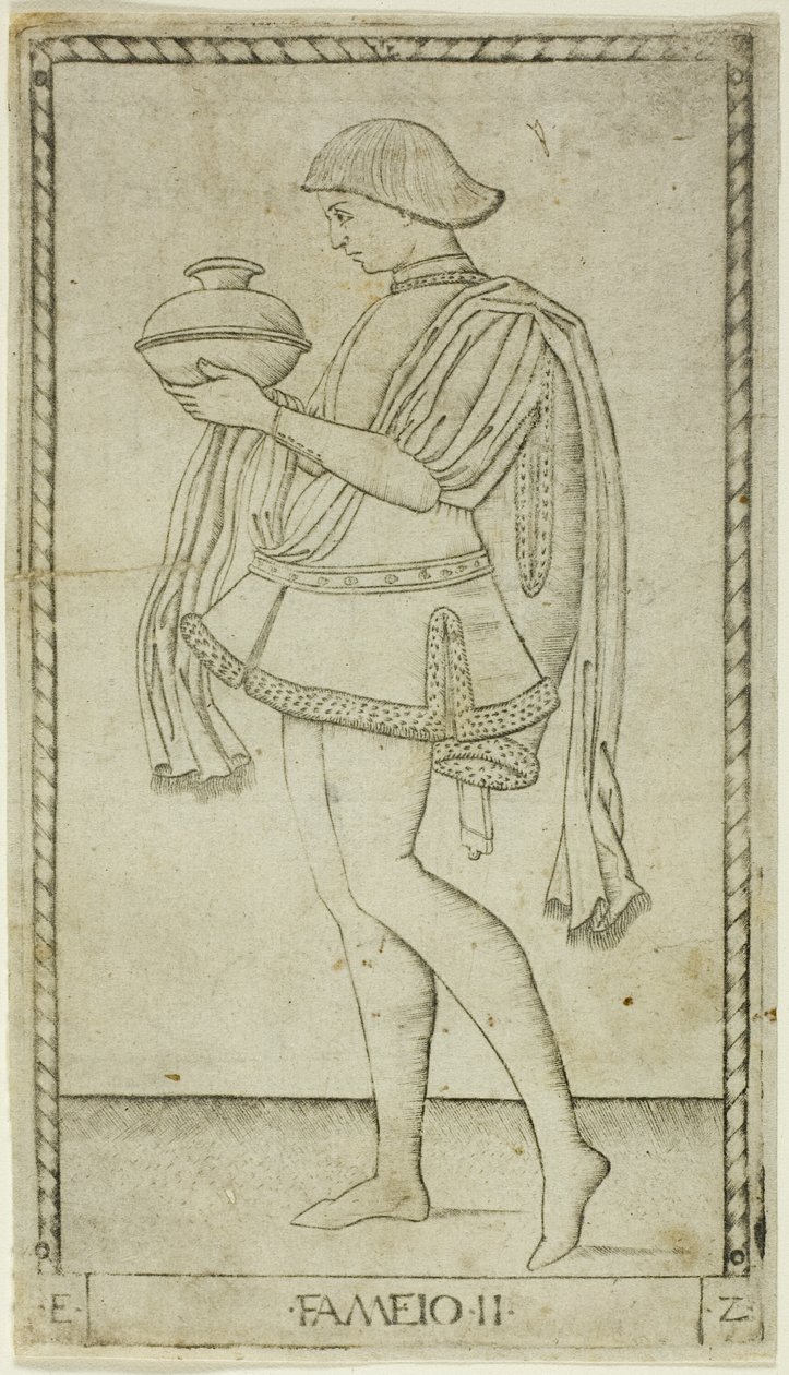 A szolga, második tábla a The Ranks and Conditions of Men-ből alkotó: Master of the E Series Tarocchi