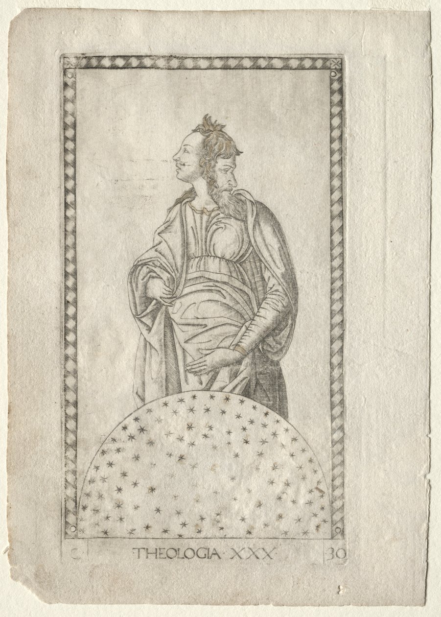 Teológia (a Tarocchiból, C sorozat: Liberal Arts, 30.) alkotó: Master of the E Series Tarocchi