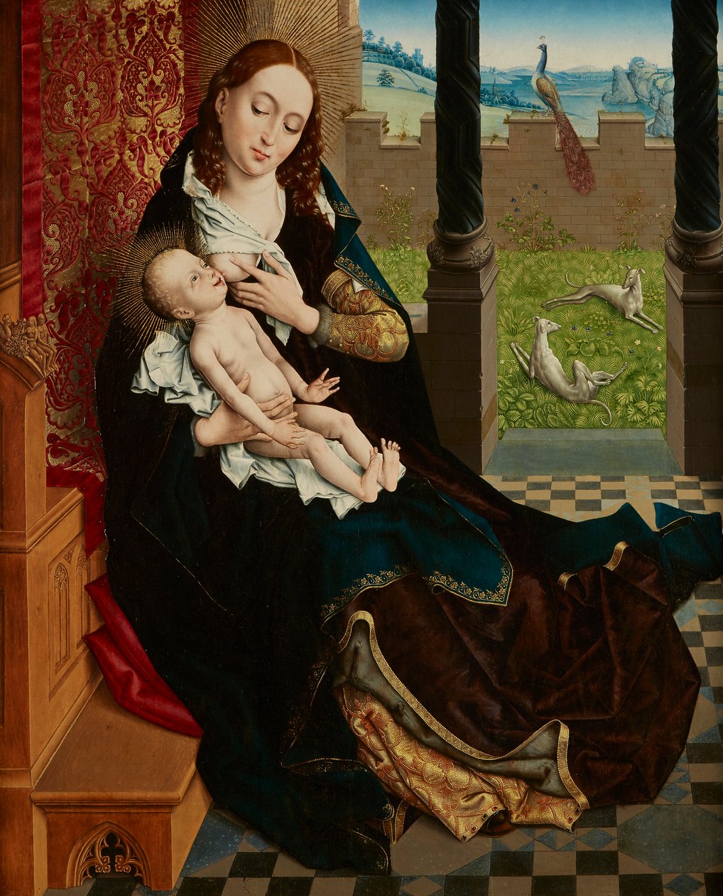 Madonna ápolása alkotó: Master of the Embroidered Foliage