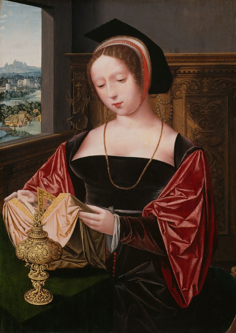 Olvasó hölgy (Szent Mária Magdolna), 1530 körül (olaj, tábla) alkotó: Master of the Female Half Lengths
