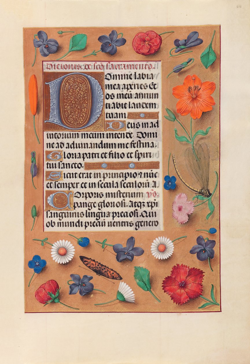 Izabella katolikus királyné, spanyol királynő órái: Fol.44r, c. 1500. alkotó: Master of the First Prayerbook of Maximillian