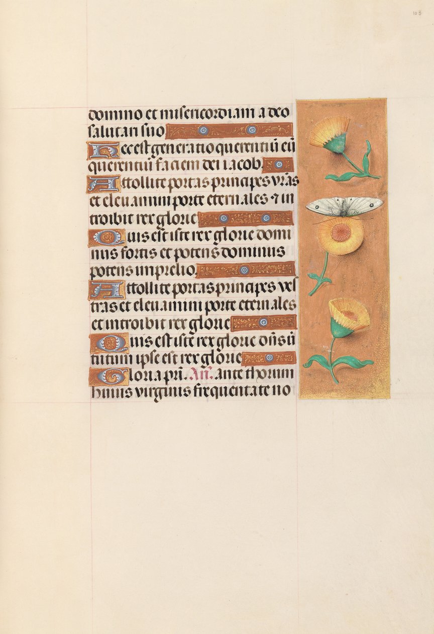 Izabella katolikus királyné, spanyol királynő órái: Fol. 103r, c. 1500. alkotó: Master of the First Prayerbook of Maximillian