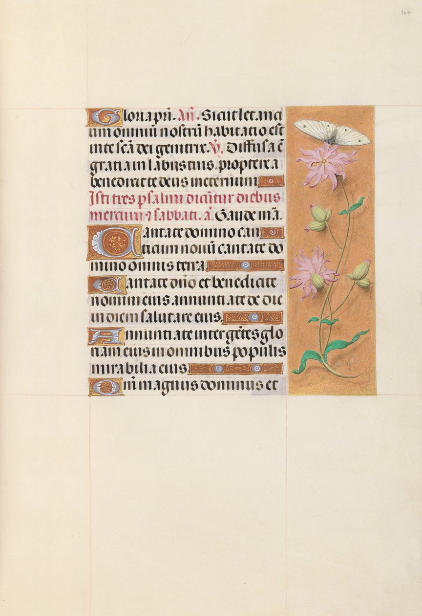 Izabella katolikus királynő, Spanyolország királynőjének órái:  Fol. 107r alkotó: Master of the First Prayerbook of Maximillian