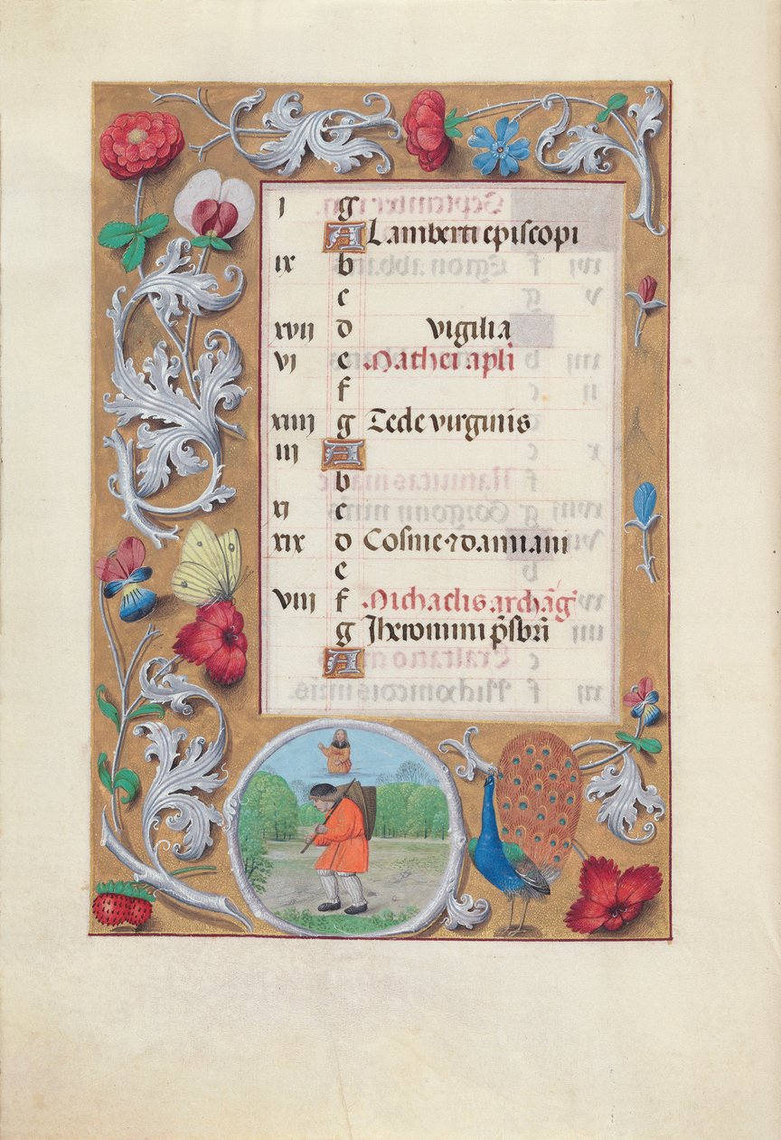 Izabella katolikus királynő, Spanyolország királynőjének órái:  Fol. 10v, szeptember alkotó: Master of the First Prayerbook of Maximillian