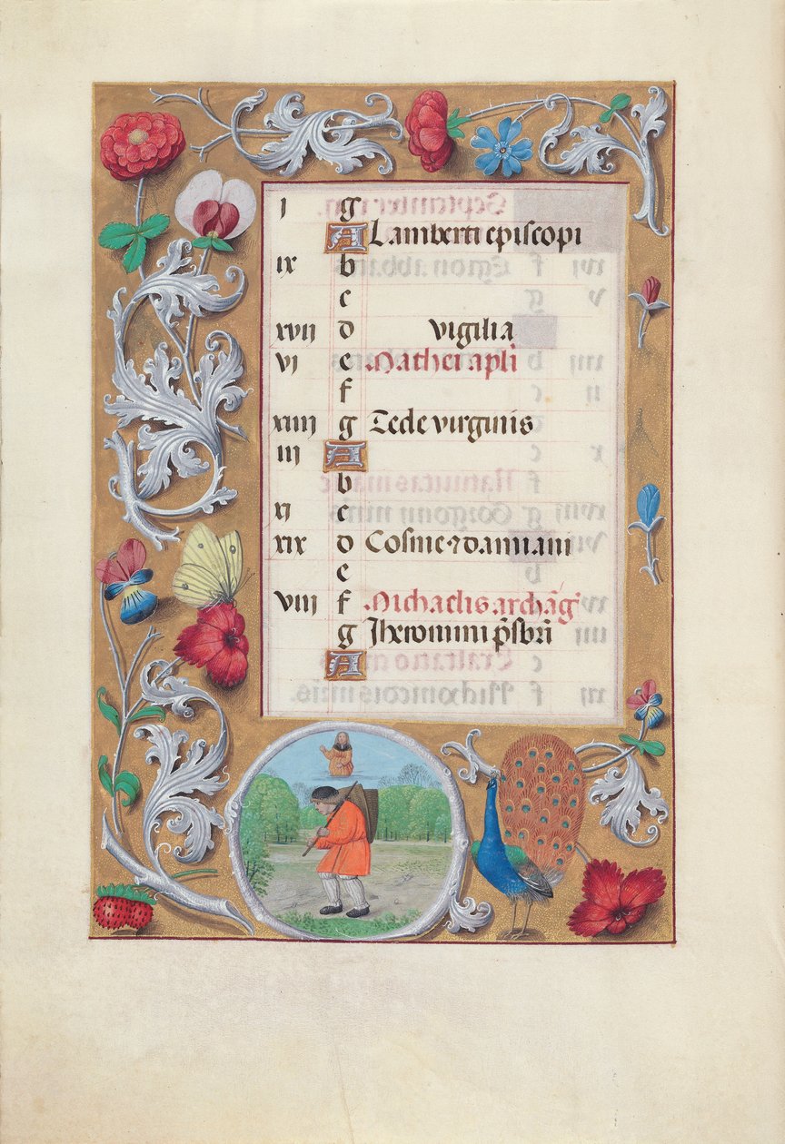 Izabella katolikus királyné, spanyol királynő órái: Fol. 10v, szeptember, c. 1500. alkotó: Master of the First Prayerbook of Maximillian