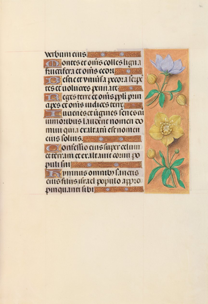 Izabella katolikus királyné, spanyol királynő órái: Fol. 121r, c. 1500. alkotó: Master of the First Prayerbook of Maximillian