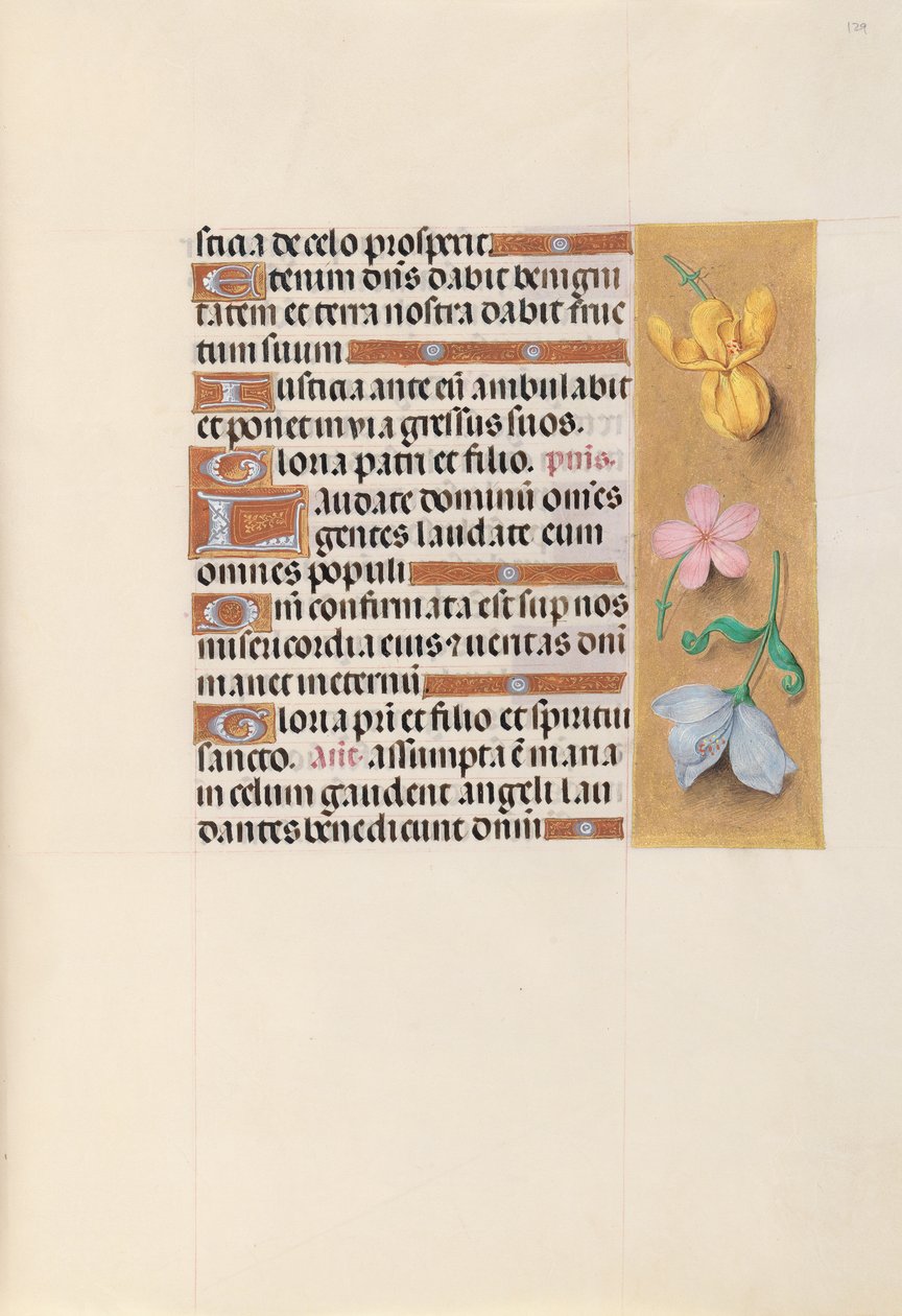 Izabella katolikus királyné, spanyol királynő órái: Fol. 129r, c. 1500. alkotó: Master of the First Prayerbook of Maximillian