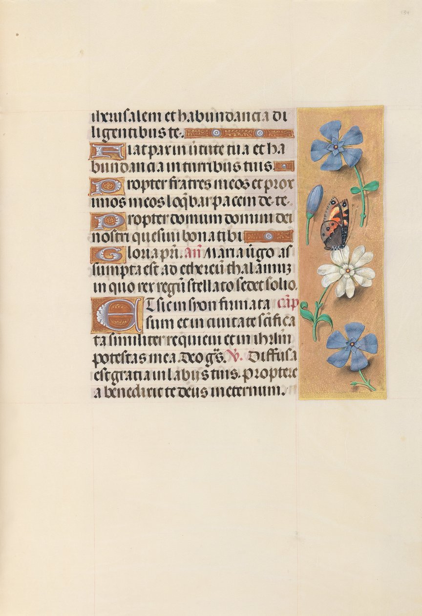 Izabella katolikus királyné, spanyol királynő órái: Fol. 134r, c. 1500. alkotó: Master of the First Prayerbook of Maximillian