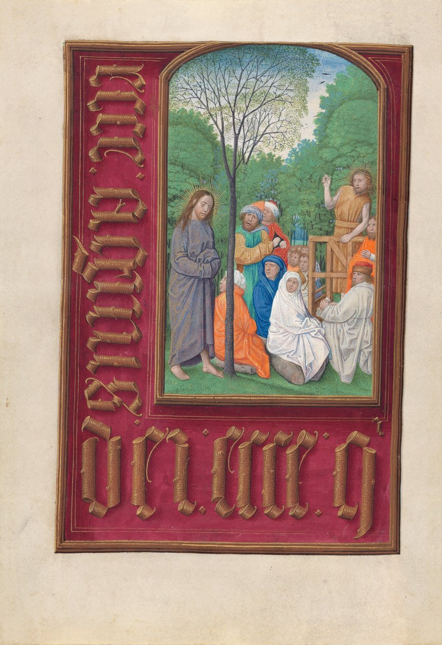 Izabella katolikus királyné, spanyol királynő órái: Fol. 169v, Keresztelő Szent János, c. 1500. alkotó: Master of the First Prayerbook of Maximillian