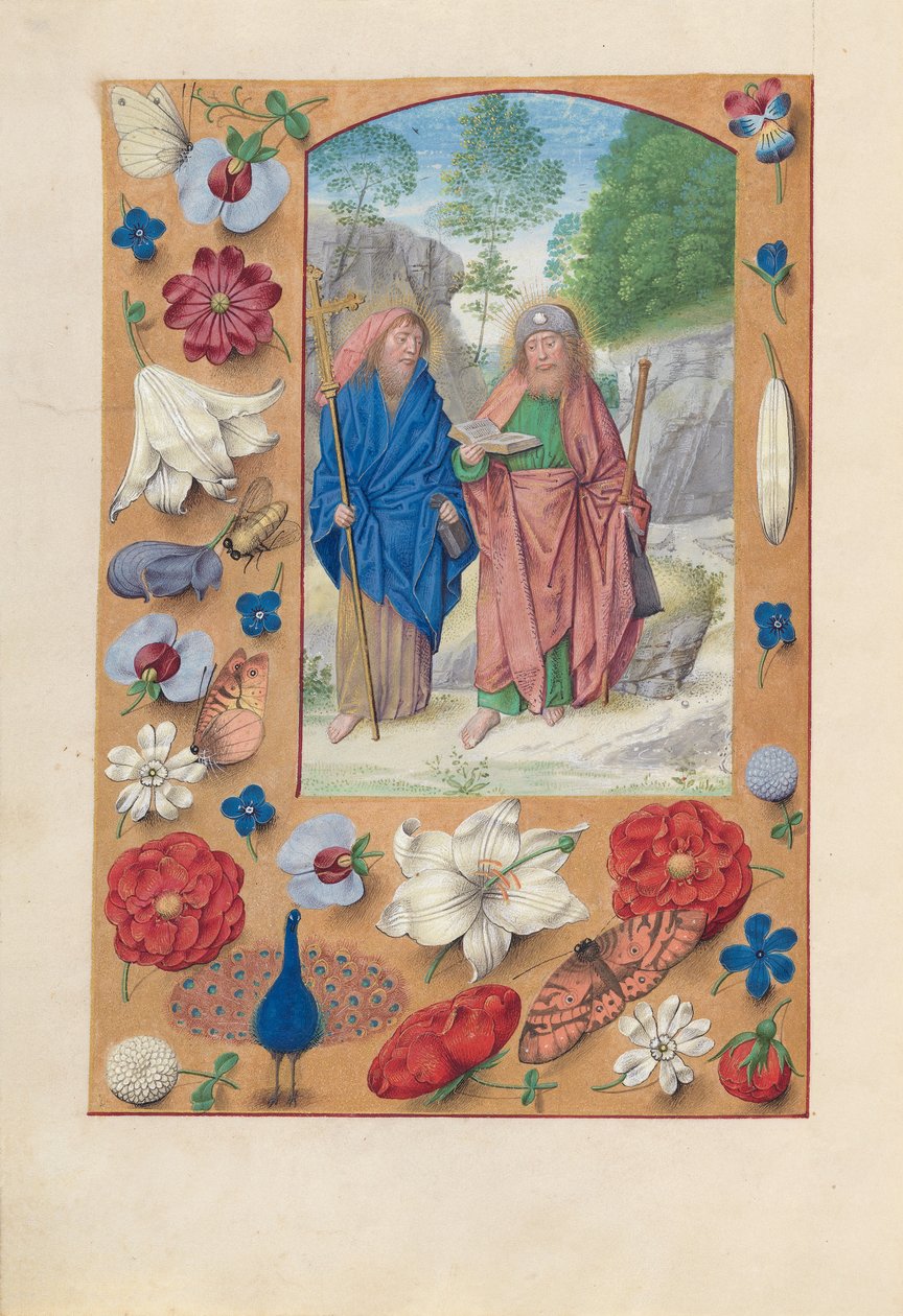 Izabella katolikus királyné, spanyol királynő órái: Fol. 175v, Saints Philip & James, c. 1500. alkotó: Master of the First Prayerbook of Maximillian