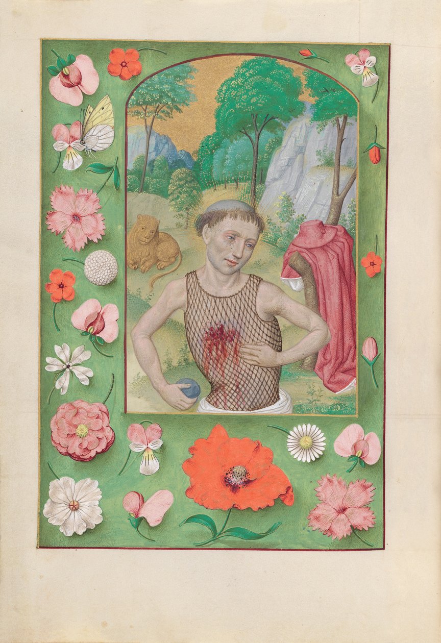Izabella katolikus királyné, spanyol királynő órái: Fol. 185v, Szent Jeromos, c. 1500. alkotó: Master of the First Prayerbook of Maximillian
