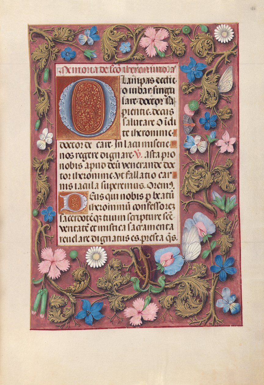 Izabella katolikus királyné, spanyol királynő órái: Fol. 186r, c. 1500. alkotó: Master of the First Prayerbook of Maximillian