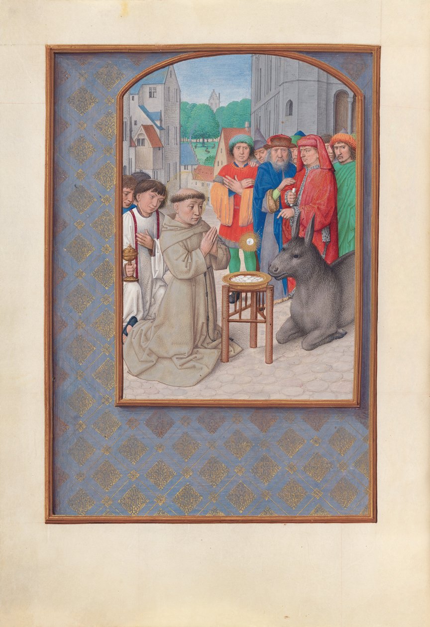 Izabella katolikus királyné, spanyol királynő órái: Fol. 187v, Páduai Szent Antal, c. 1500. alkotó: Master of the First Prayerbook of Maximillian