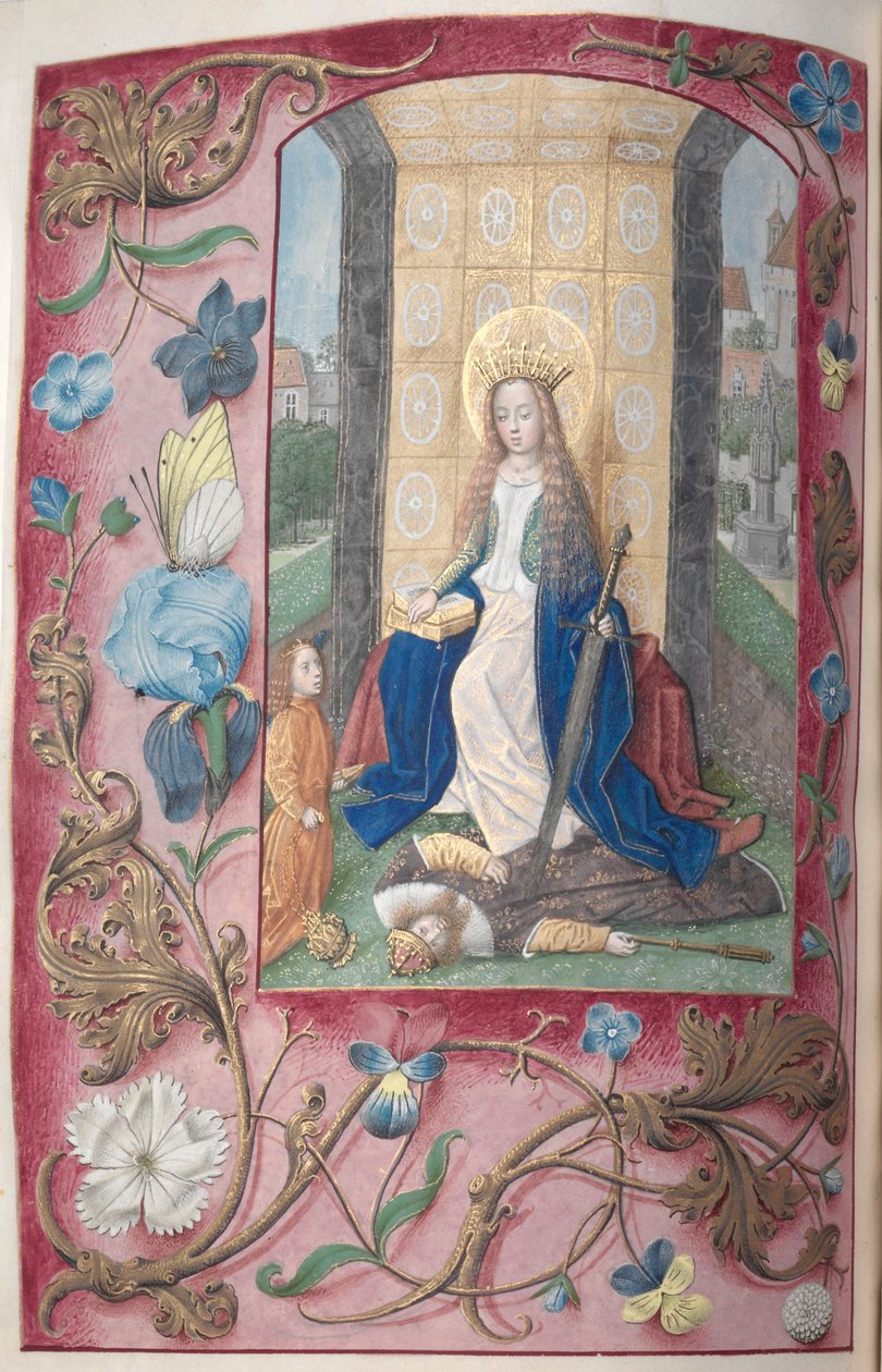 Izabella katolikus királynő, Spanyolország királynőjének órái:  Fol. 189v, Szent Katalin alkotó: Master of the First Prayerbook of Maximillian