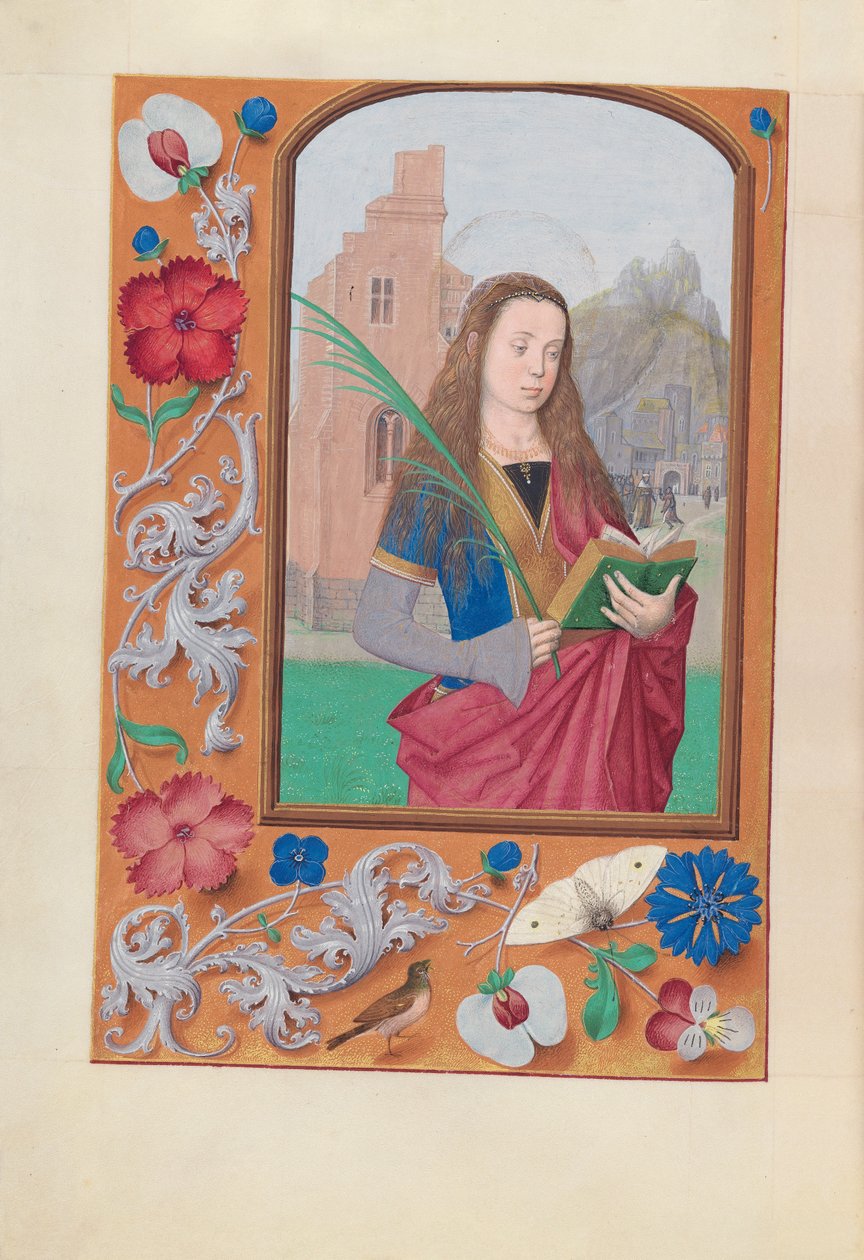 Izabella katolikus királynő, Spanyolország királynőjének órái:  Fol. 191v, Szent Barbara alkotó: Master of the First Prayerbook of Maximillian