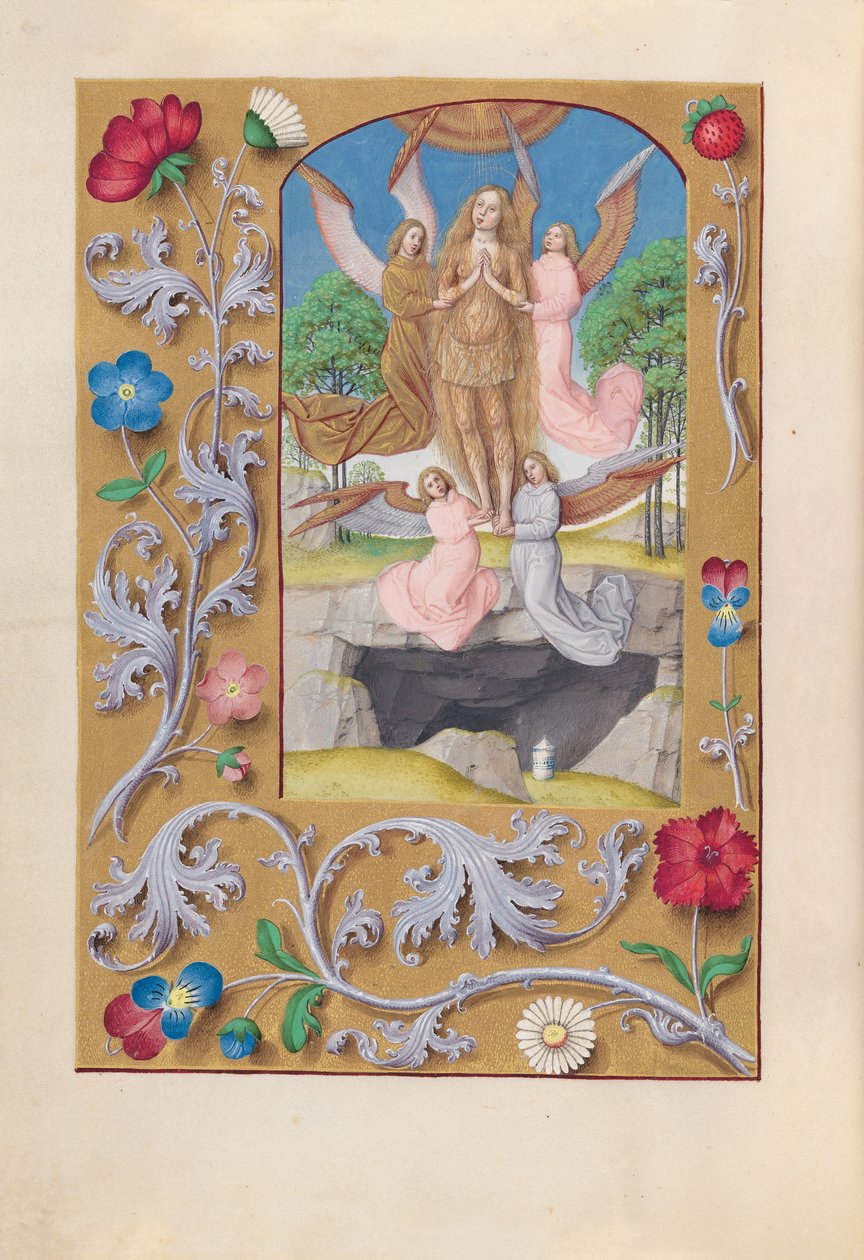 Izabella katolikus királyné, spanyol királynő órái: Fol. 193v, Szent Mária Magdolna, c. 1500. alkotó: Master of the First Prayerbook of Maximillian