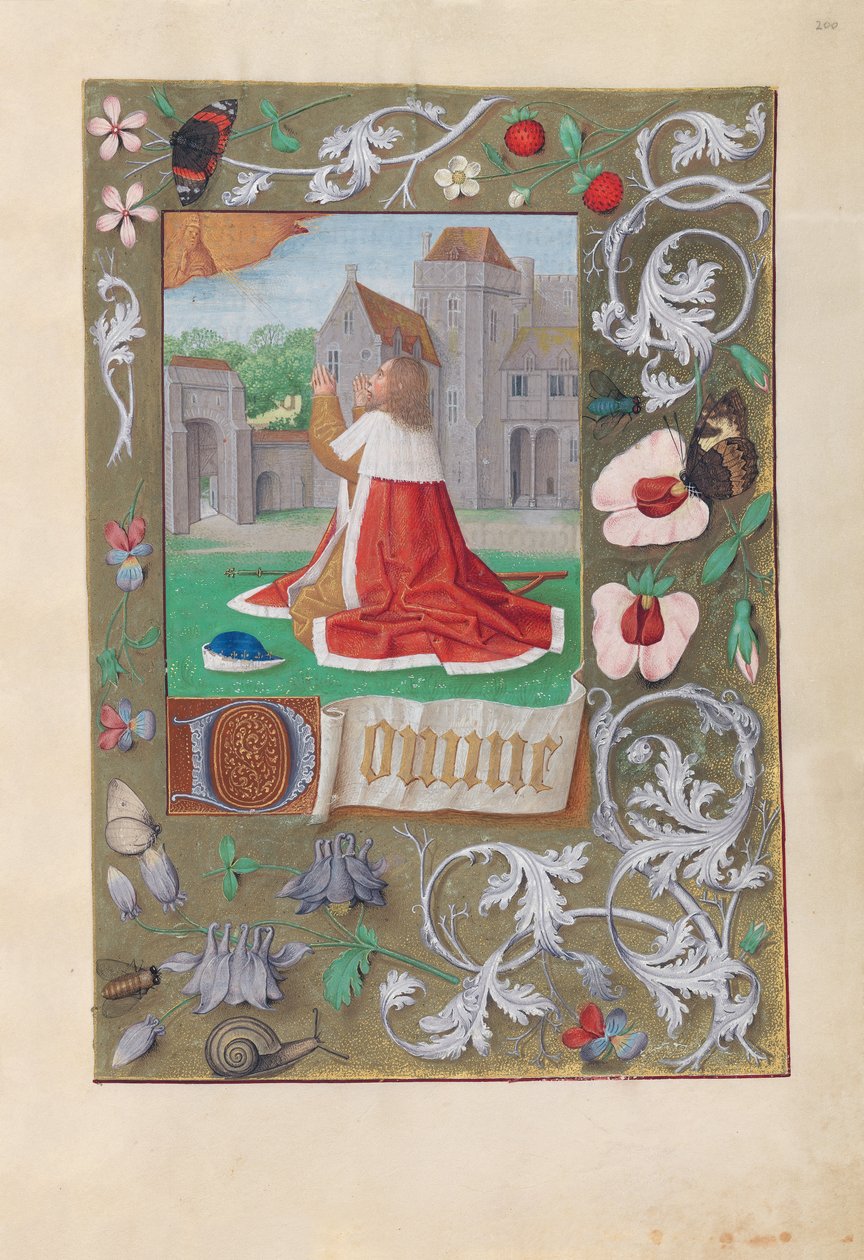 Izabella katolikus királyné, spanyol királynő órái: Fol. 200r, David, c. 1500. alkotó: Master of the First Prayerbook of Maximillian