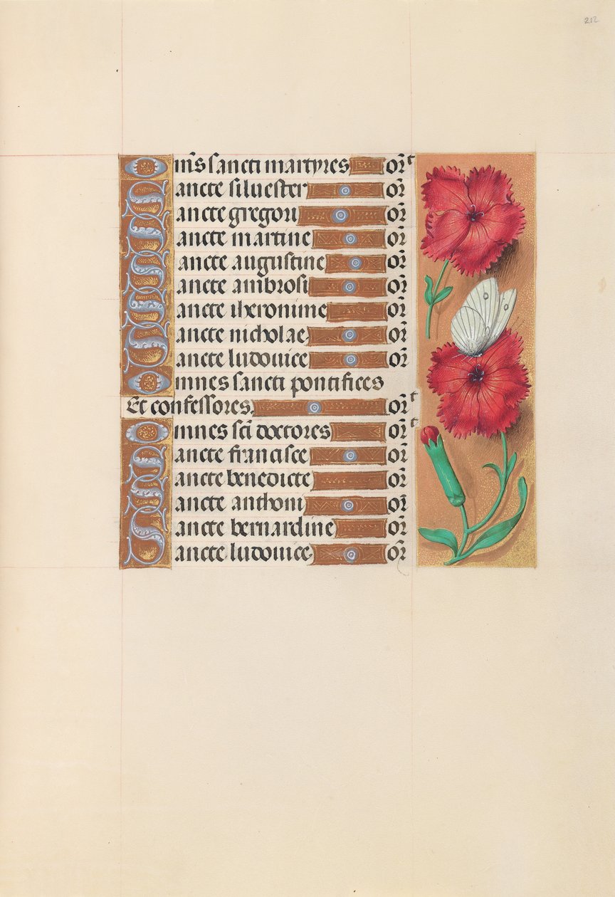 Izabella katolikus királyné, spanyol királynő órái: Fol. 212r, c. 1500. alkotó: Master of the First Prayerbook of Maximillian