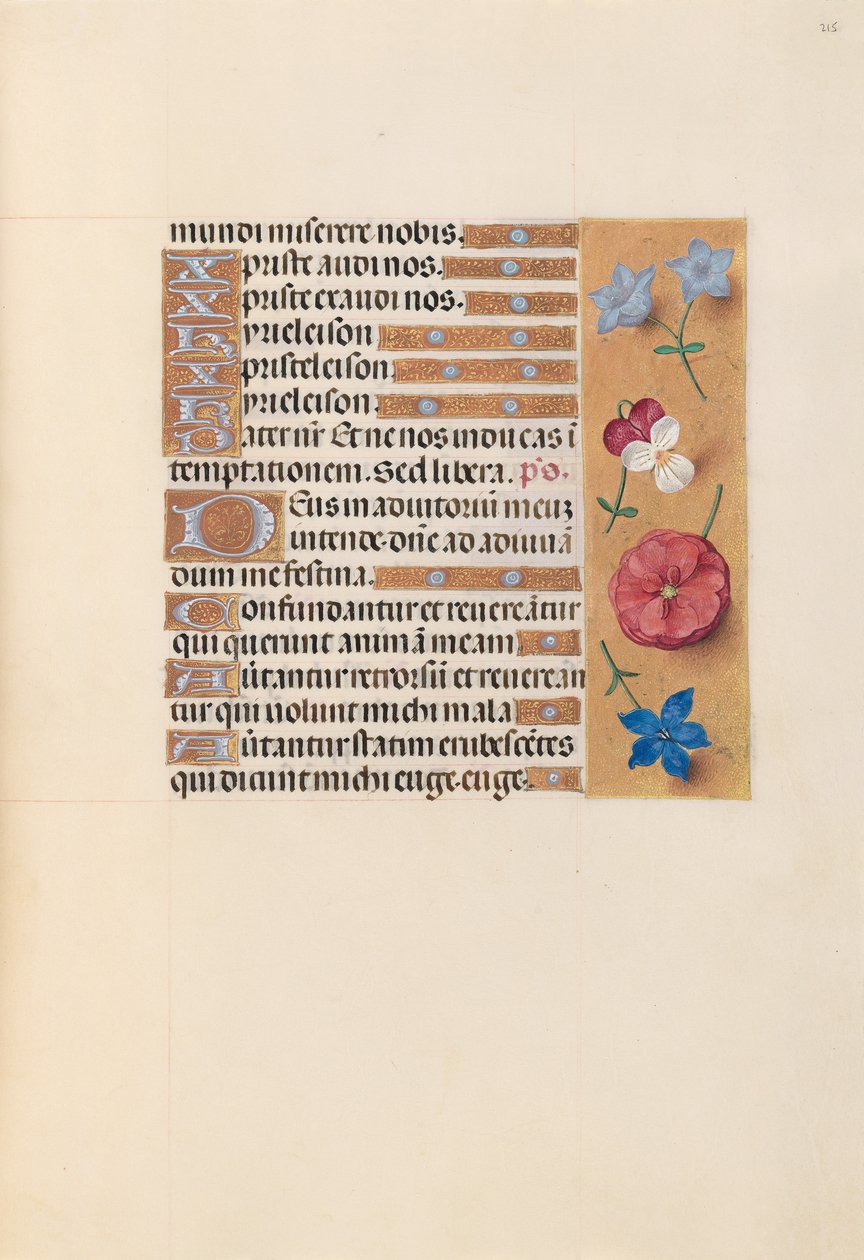 Izabella katolikus királyné, spanyol királynő órái: Fol. 215r, c. 1500. alkotó: Master of the First Prayerbook of Maximillian