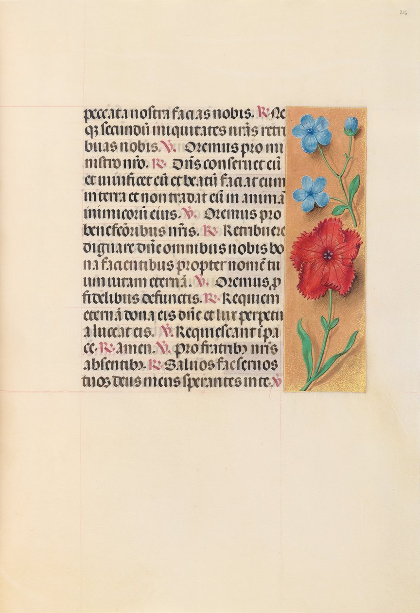 Izabella katolikus királyné, spanyol királynő órái: Fol. 216r, c. 1500. alkotó: Master of the First Prayerbook of Maximillian