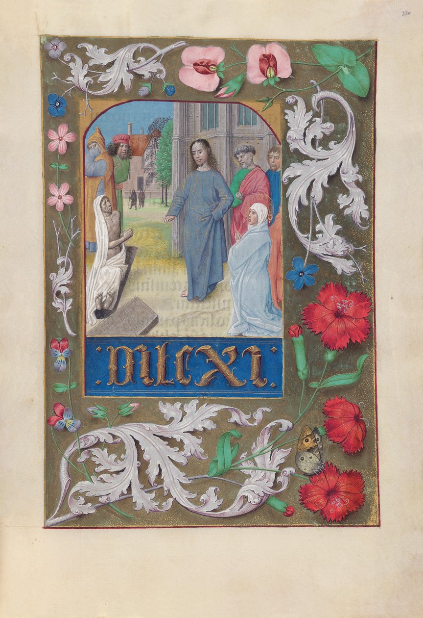 Izabella katolikus királyné, spanyol királynő órái: Fol. 220r, Lázár feltámasztása, c. 1500. alkotó: Master of the First Prayerbook of Maximillian