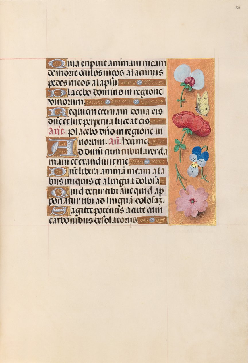 Izabella katolikus királyné, spanyol királynő órái: Fol. 221r, c. 1500. alkotó: Master of the First Prayerbook of Maximillian